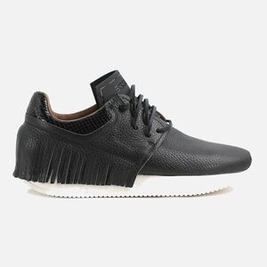 ESSEutESSE Designer Leather Fringe Black Sneakers Womens 38 8 US EUC